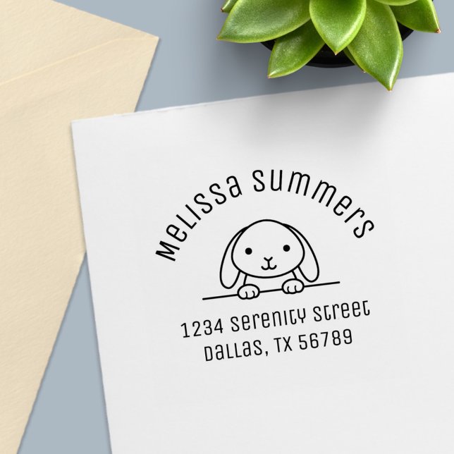 Tampon Auto-encreur Lapin Mignon Curieux Adresse de l'Arche 2 (Créateur téléchargé)