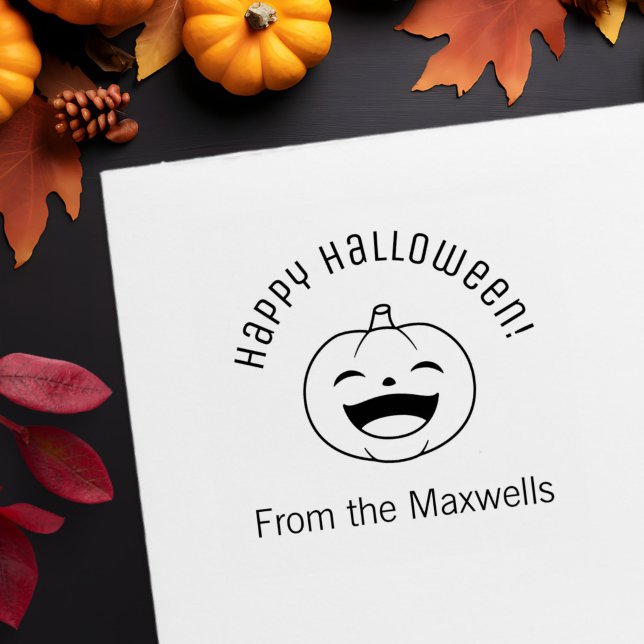 Tampon Auto-encreur Laughing Halloween Pumpkin Arch Message (Créateur téléchargé)