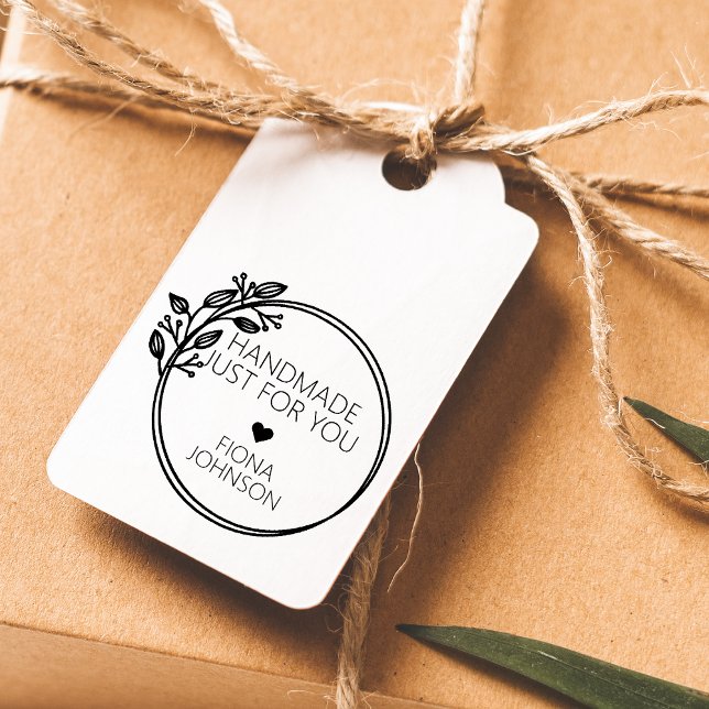 Tampon Auto-encreur Laurel Moderne Circulaire Faite Main Rien Que Pour (Modern Laurel Circular Handmade Just For You Self-inking Stamp)