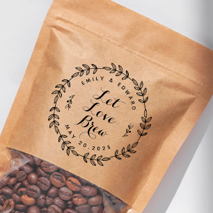 Tampon Auto-encreur Laurel Wreath Let Love Brew Wedding Favor