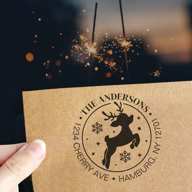 Tampon Auto-encreur Le mignon Rudolph le renne à nez rouge Noël (Créateur téléchargé)