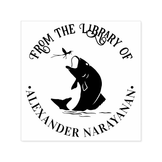 Tampon Auto-encreur Le poisson saute pour le dîner "De la bibliothèque (Design)