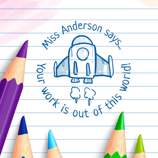 Tampon Auto-encreur L'enseignant raconte hors de ce monde une fusée pe (Créateur téléchargé)