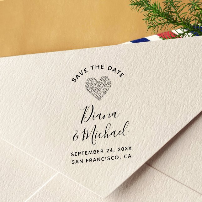 Tampon Auto-encreur Les Coeurs Beaux SAUVENT LA Calligraphie DE LA DAT (Créateur téléchargé)