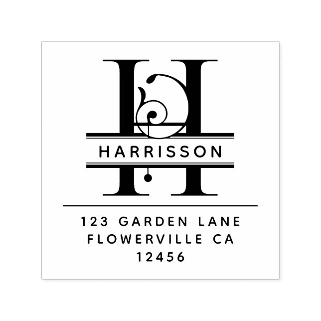 Tampon Auto-encreur Lettre à la tête - H - Adresse de retour Monogramm (Design)