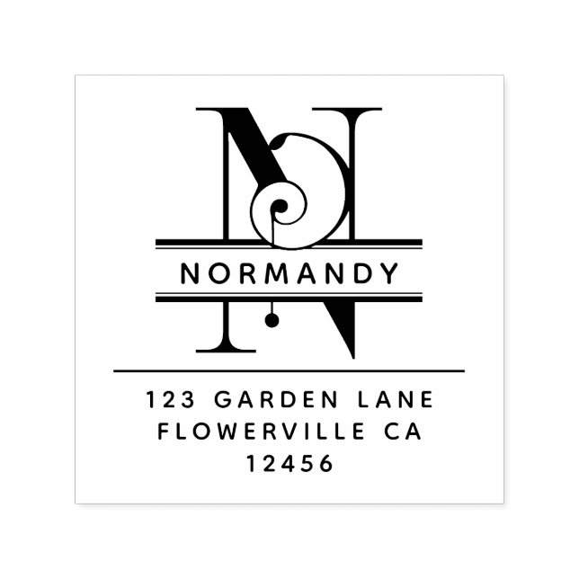 Tampon Auto-encreur Lettre à la tête - N - Adresse de retour Monogramm (Design)