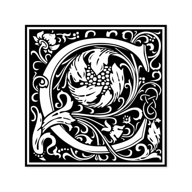 Tampon Auto-encreur Lettre C Art nouveau Carrelage noir et blanc (Design)