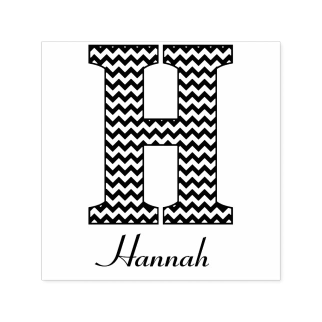 Tampon Auto-encreur Lettre Chevron noir et blanc H Monogramme (Design)