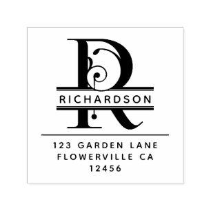 Tampon Auto-encreur Lettre de tête fantaisie - R - Adresse de retour