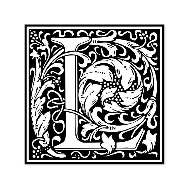 Tampon Auto-encreur Lettre L Art nouveau Carrelage noir et blanc (Design)