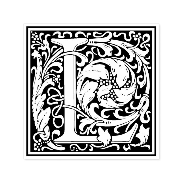 Tampon Auto-encreur Lettre L de William Morris - Timbre floral victori (Design)