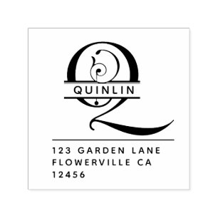 Tampon Auto-encreur Lettre principale de fantaisie - Q - monogramme