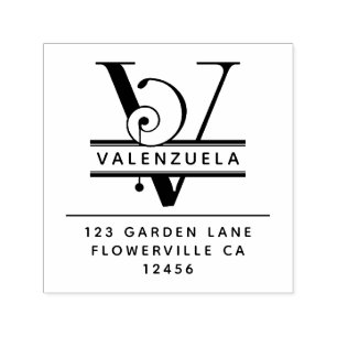 Tampon Auto-encreur Lettre principale de fantaisie - V - monogramme