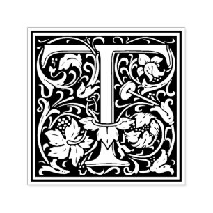 Tampon Auto-encreur Lettre T de William Morris - Timbre floral victori