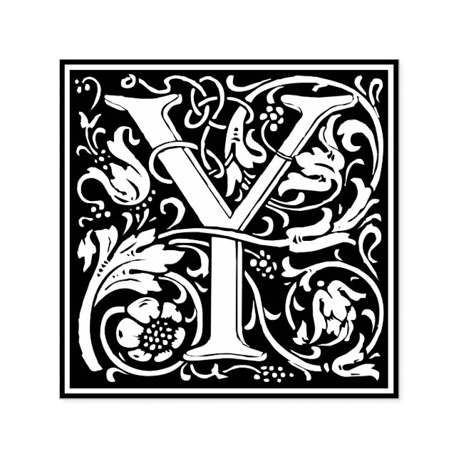 Tampon Auto-encreur Lettre Y Art nouveau Carrelage noir et blanc (Design)