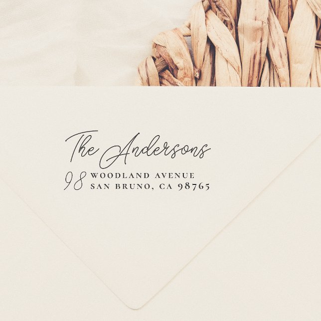 Tampon Auto-encreur Lettres de script Nom de famille et numéro de port (Créateur téléchargé)