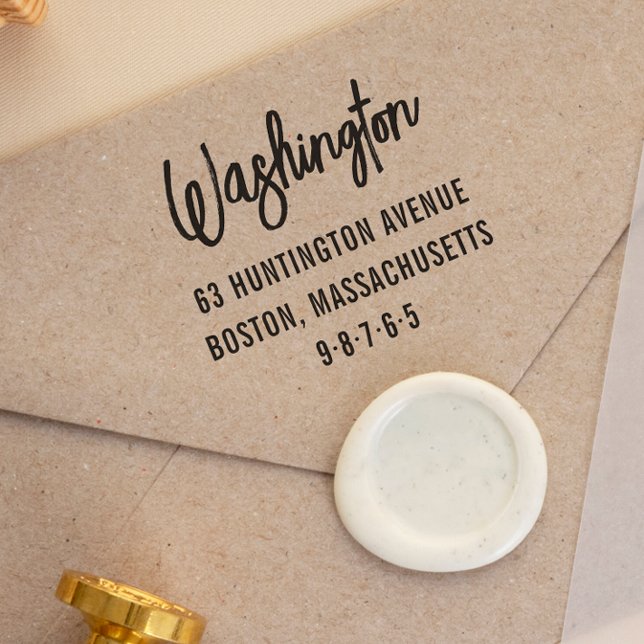 Tampon Auto-encreur Lettres modernes Nom de famille et adresse de reto (Créateur téléchargé)