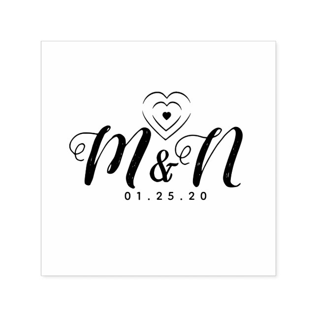 Tampon Auto-encreur Lettres rustiques à coeur triple (Design)