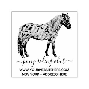 Tampon Auto-encreur Lettrine de signature de cheval de poney dessiné à