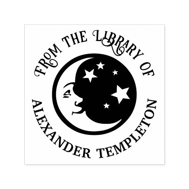 Tampon Auto-encreur L'homme dans la Lune et les étoiles "De la bibliot (Design)