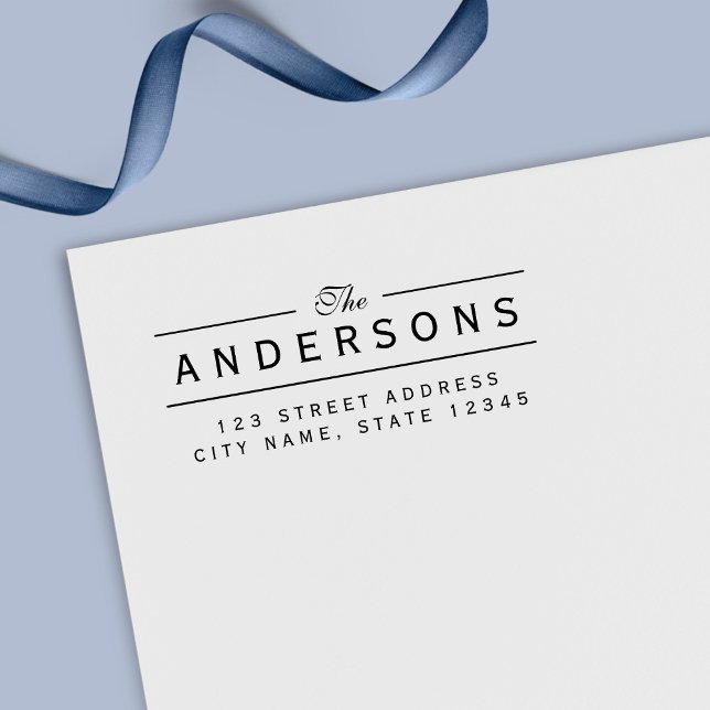 Tampon Auto-encreur Ligne Elegant Nom de famille Adresse de retour (Créateur téléchargé)