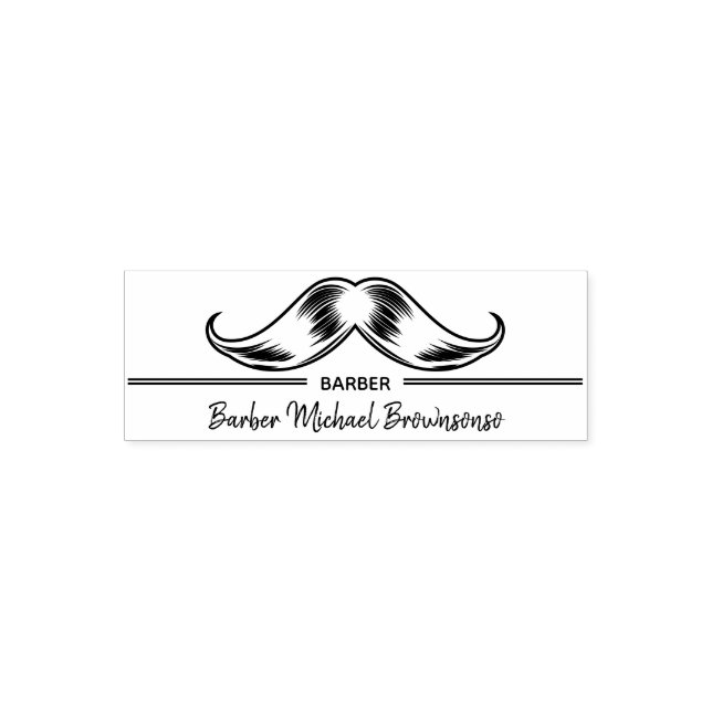 Tampon Auto-encreur Ligne Logo Mustache Simple Barbershop (Design)