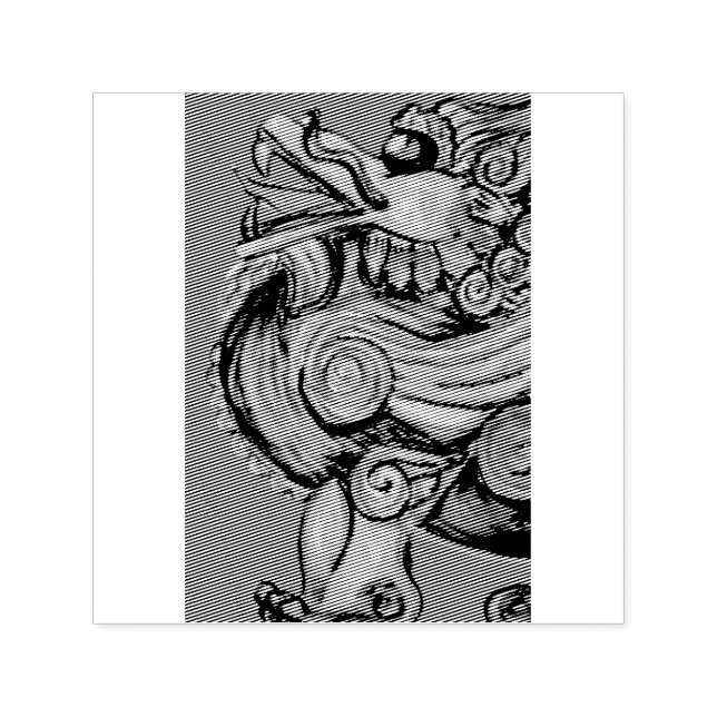 Tampon Auto-encreur Lion chinois rouge vert (Design)