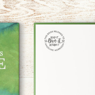 Tampon Auto-encreur Lisez-le Aimer Il Retourner Il Coeur Script Livre 