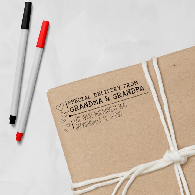 Tampon Auto-encreur Livraison spéciale Grand-parents Adresse de retour (Special Delivery Grandparents Return Address Self-inking Stamp
)