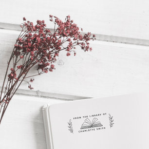 Tampon Auto-encreur Livre Bibliothèque Personnalisée vintage De La Bib