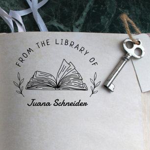Tampon Auto-encreur Livre de bibliothèque personnalisée simple à main