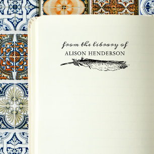 Tampon Auto-encreur Livre de la bibliothèque de calligraphie Vintage P