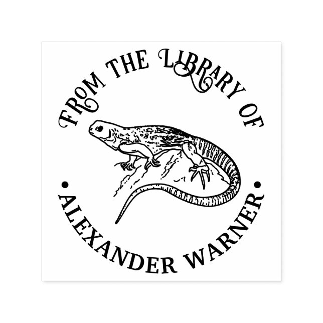Tampon Auto-encreur Livre de la bibliothèque du lézard gecko à bandes  (Design)
