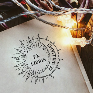 Tampon Auto-encreur Livre de la bibliothèque personnelle Sun & Moon mo