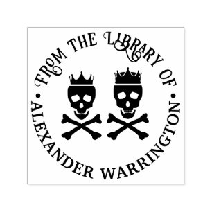 Tampon Auto-encreur Livre de la bibliothèque Skull & Crossbones Crowne