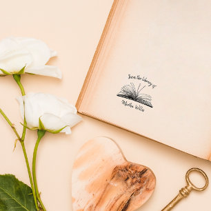 Tampon Auto-encreur Livre manuscrit vintage Librairie de nom personnal