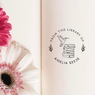 Tampon Auto-encreur Livre personnalisé de la bibliothèque de colibri