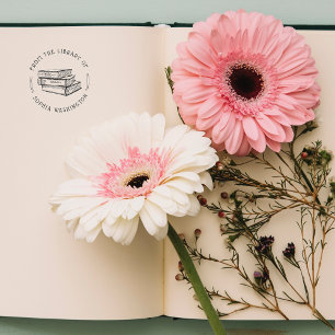 Tampon Auto-encreur Livre Vintage Et Rond Personnalisé De La Bibliothè