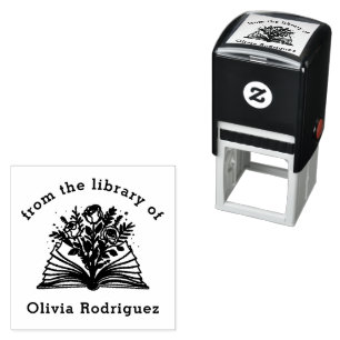 Tampon Auto-encreur Livres de fleurs de la bibliothèque de