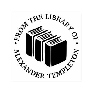 Tampon Auto-encreur Livres « De la bibliothèque de » Nom Monogramme