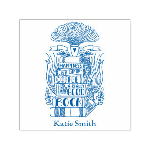 Tampon Auto-encreur Livres et Louvain de café Personnalisé