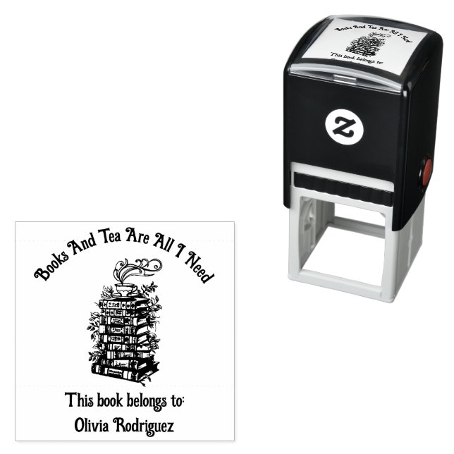 Tampon Auto-encreur Livres et thé (En situation)
