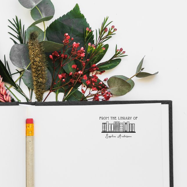 Tampon Auto-encreur Livres modernes et élégants Bibliothèque de noms p (Créateur téléchargé)