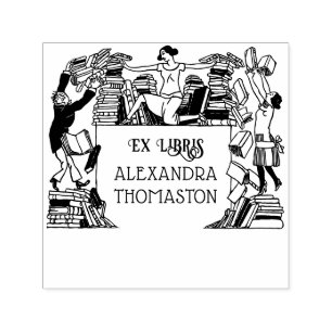 Tampon Auto-encreur Livres Tombant Fantaisistes Ex Libris Nom de la bi