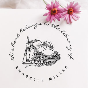 Tampon Auto-encreur Livres vintages Livres Bibliothèque Botanique Pers