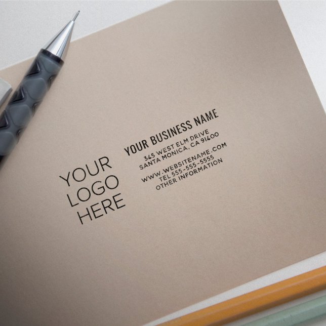 Tampon Auto-encreur Logo Adresse de retour d'affaires (Créateur téléchargé)