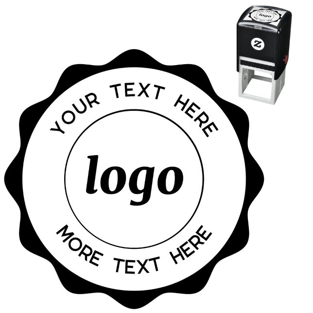 Tampon Auto-encreur Logo Cercle Avec Timbre En Caoutchouc D'Entreprise (Logo with custom text wavy frame business branding Self inking stamp)
