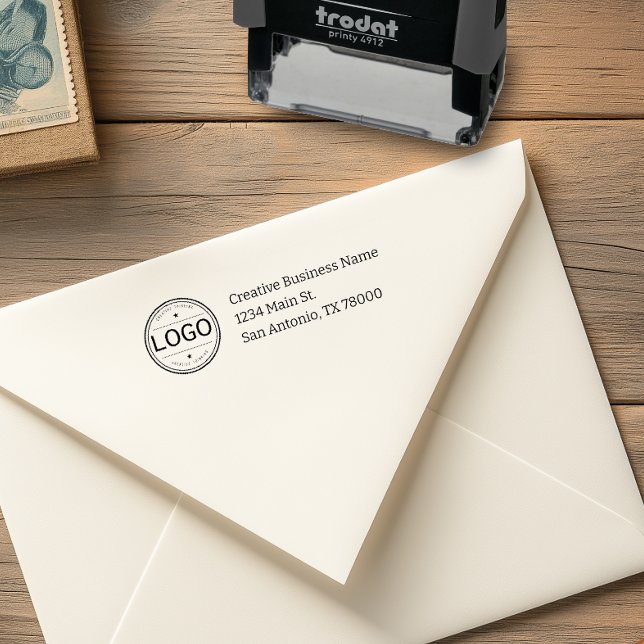 Tampon Auto-encreur Logo de l'entreprise Adresse de retour (Custom Business Return Address Stamp with Logo)