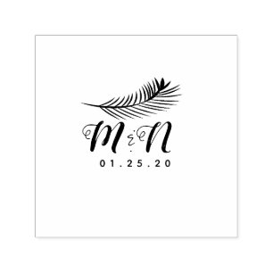 Tampon Auto-encreur Logo de mariage Feuille de palmier Végétal Dessiné