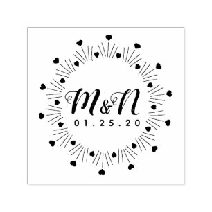 Tampon Auto-encreur Logo de mariage minimaliste dessin à la main au tr